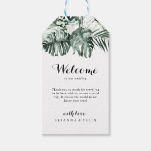 Étiquettes-cadeau Végétation tropicale Blanc Floral Mariage Bienvenu