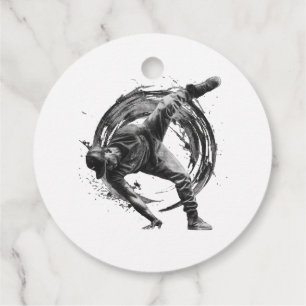 Étiquettes Cadeau Ventilateur en action, dans le style de plaque d'e