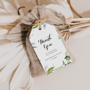 Étiquettes-cadeau Verdure Calligraphie tropicale Mariage Merci