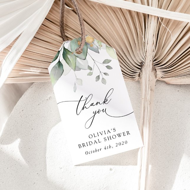 Étiquettes-cadeau Verdure, Eucalyptus Feuilles, Boho, Fête des marié (Créateur téléchargé)