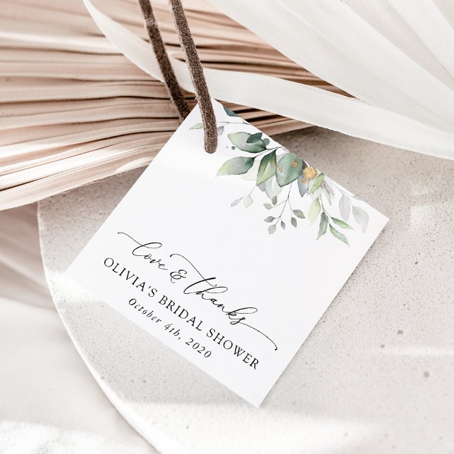 Étiquettes Cadeau Verdure, Eucalyptus Feuilles, Boho, Fête des marié (Créateur téléchargé)
