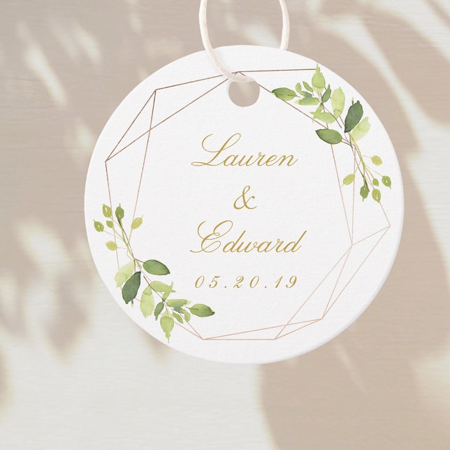 Étiquettes Cadeau Verdure géométrique moderne Mariage personnalisé r (Créateur téléchargé)