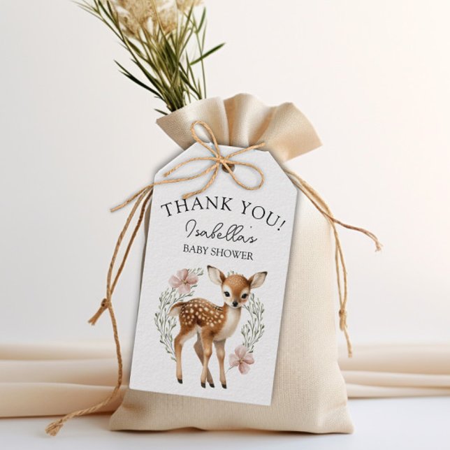 Étiquettes-cadeau Verdure rustique Baby shower bois Merci (Rustic Greenery Woodland Baby Shower Thank You Gift Tags)