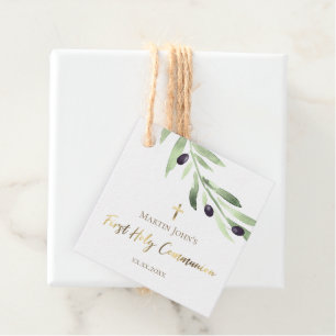 Étiquettes Cadeau verdure rustique branche d'olivier Première commun