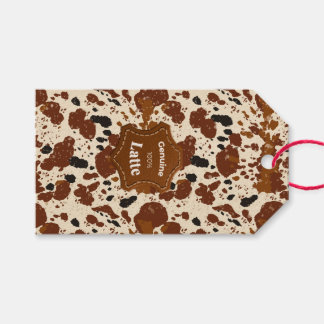 Étiquettes-cadeau Véritable motif en cuir de vache Latte 100% | Neut