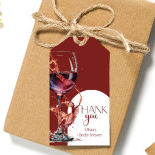 Étiquettes-cadeau Verre de vin rouge Fête des mariées Merci