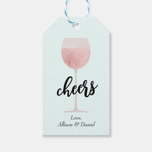 Étiquettes-cadeau Verre Rosé Cheers Mariage ou douche Faveur (Devant)