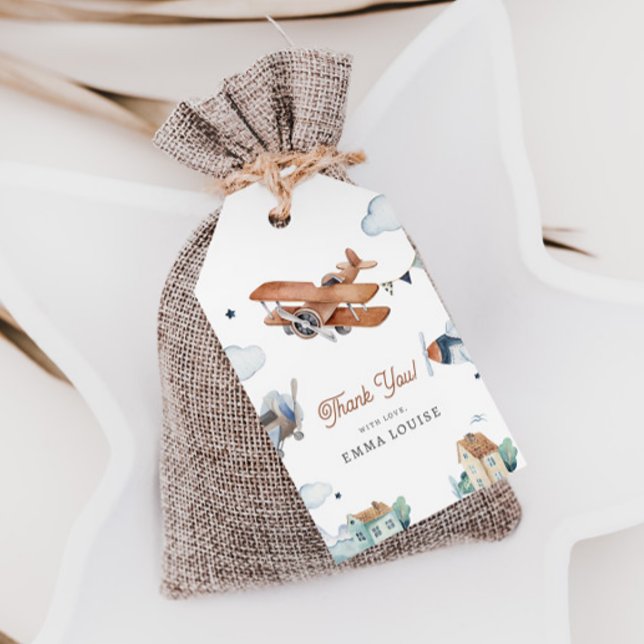 Étiquettes-cadeau Vers le haut et vers l'extérieur, Baby shower Vint (Créateur téléchargé)