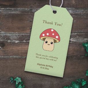 Étiquettes-cadeau Vert champignons mignons