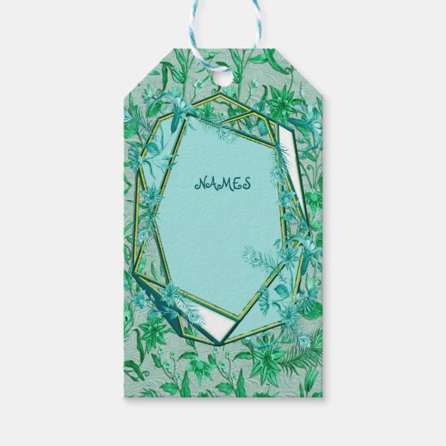 Étiquettes-cadeau Vert émeraude sur support texturé sculpté (Devant)