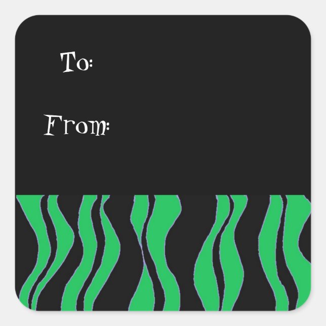 Étiquettes Cadeau vert et noir Zebra (Devant)