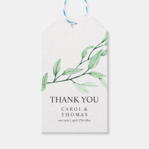 Étiquettes-cadeau Vert éthérée   monogramme merci mariage