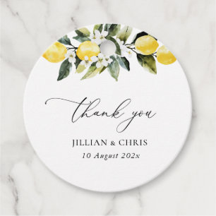 Étiquettes Cadeau Vert moderne Citron Floral Mariage Merci