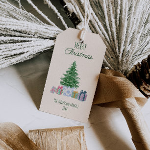 Étiquettes-cadeau Vert Quirky Colorful Noël Présente Arbre