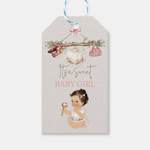Étiquettes-cadeau Vêtements de bébé Fille Baby Shower Ivoire Rose