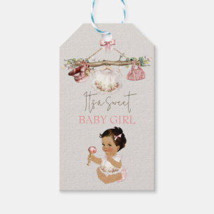 Étiquettes-cadeau Vêtements de bébé Fille Baby Shower Ivoire Rose