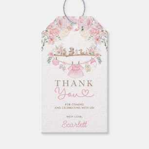 Étiquettes-cadeau Vêtements de bébé fille Fleurs roses de la nurseri