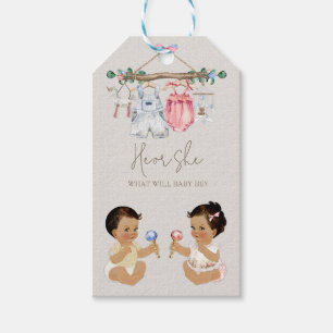 Étiquettes-cadeau Vêtements de bébé Révélation du sexe Ivoire Rose B