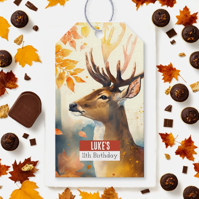 Étiquettes-cadeau Vibes d'automne Cerf - fête d'anniversaire - (Créateur téléchargé)