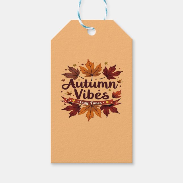 Étiquettes-cadeau Vibes d'automne Confortable Feuilles d'automne Des (Devant)