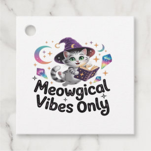 Étiquettes Cadeau Vibes Féériques Uniquement, Chat Sorcière Kawaii F