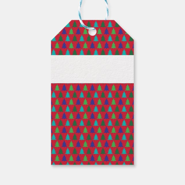 Étiquettes-cadeau Vibrant Christmas Tree Holiday Pattern (Dos)