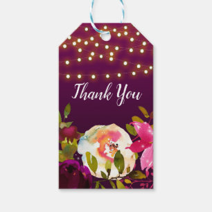 Étiquettes-cadeau Vibrant Violet Foncé Fleurs Audacieuses Enterremen