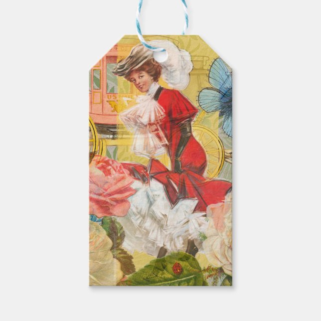 Étiquettes-cadeau Victorian Lady Woman Fun Carriage (Devant)