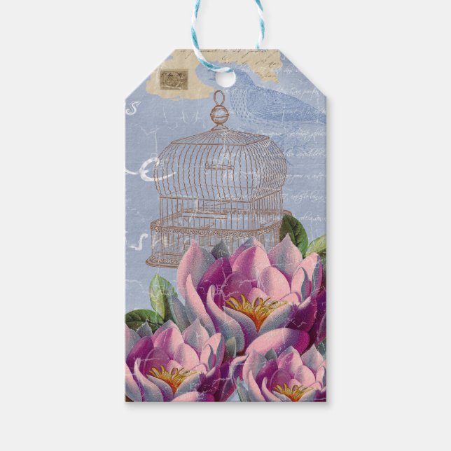 Étiquettes-cadeau Victorian Love Thoughts Dreams Butterfly Bird Cage (Devant)