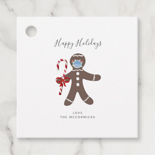 Étiquettes Cadeau Vidéo Noël Drôle Masque Visage Masque Pain D'Épice (Devant)