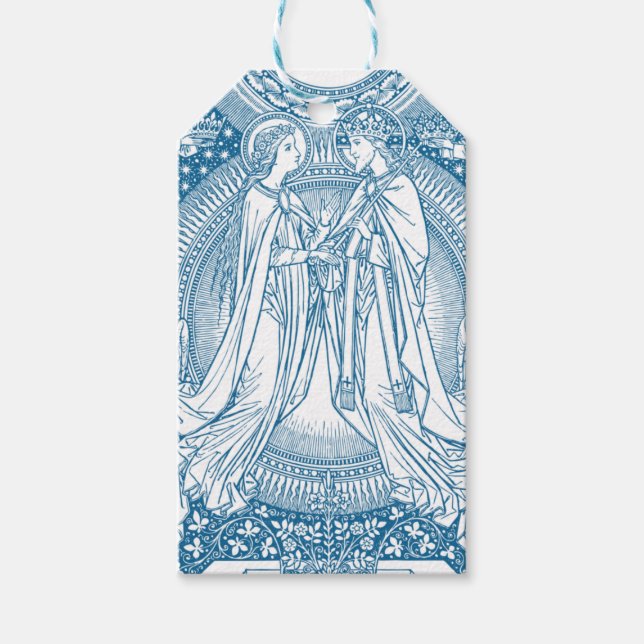 Étiquettes-cadeau Vierge Marie & Jésus Bleu & Blanc Élégant Envelopp (Devant)