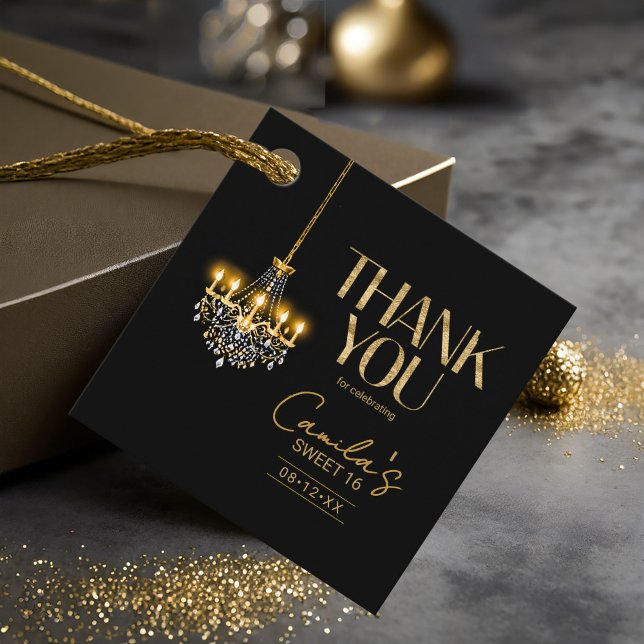 Étiquettes Cadeau Vieux Hollywood Lustre en Glam Sweet 16 ID1108 (Créateur téléchargé)