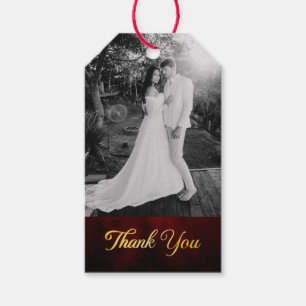 Étiquettes-cadeau Vieux papier Vintage rouge, Mariage photo personna