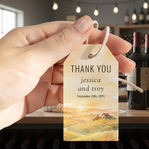 Étiquettes-cadeau Vignoble de coucher de soleil Raisins de pays Mari