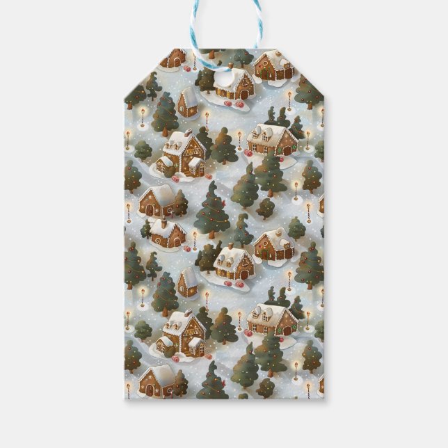 Étiquettes-cadeau Village de pain d'épices de Noël sans fin (Devant)