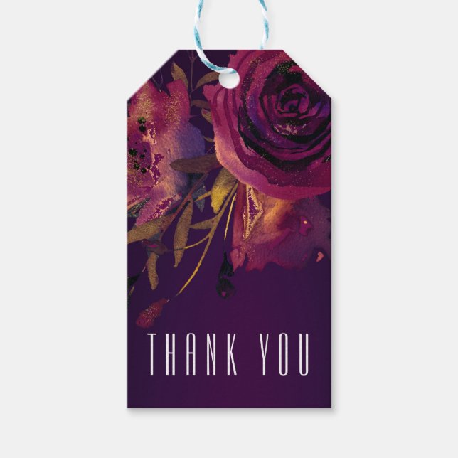 Étiquettes-cadeau Vin de Bourgogne Floral Rose violet élégant modern (Devant)