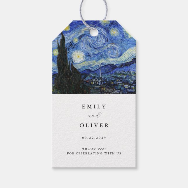 Étiquettes-cadeau Vincent Van Gogh Mariage de nuit Starry (Devant)