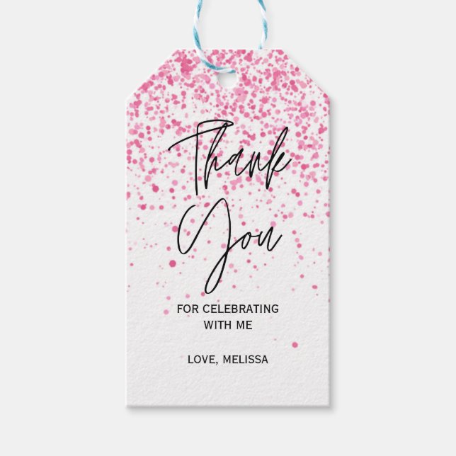 Étiquettes-cadeau Vingt et un Merci de Parties scintillant rose chau (Devant)