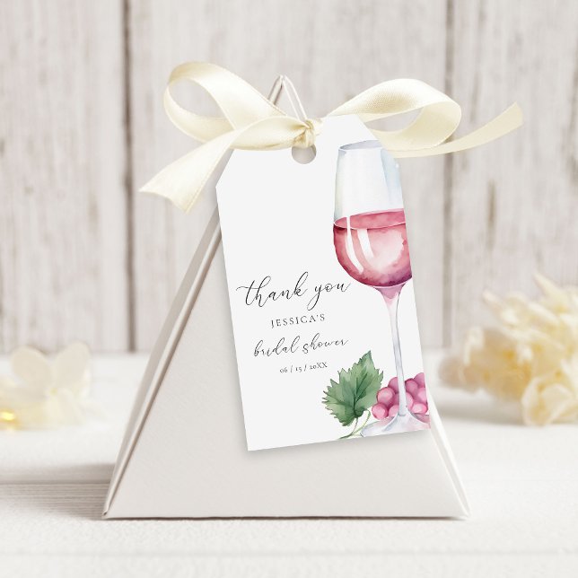 Étiquettes-cadeau Vino aquarelle avant Vows Fête des mariées (Créateur téléchargé)