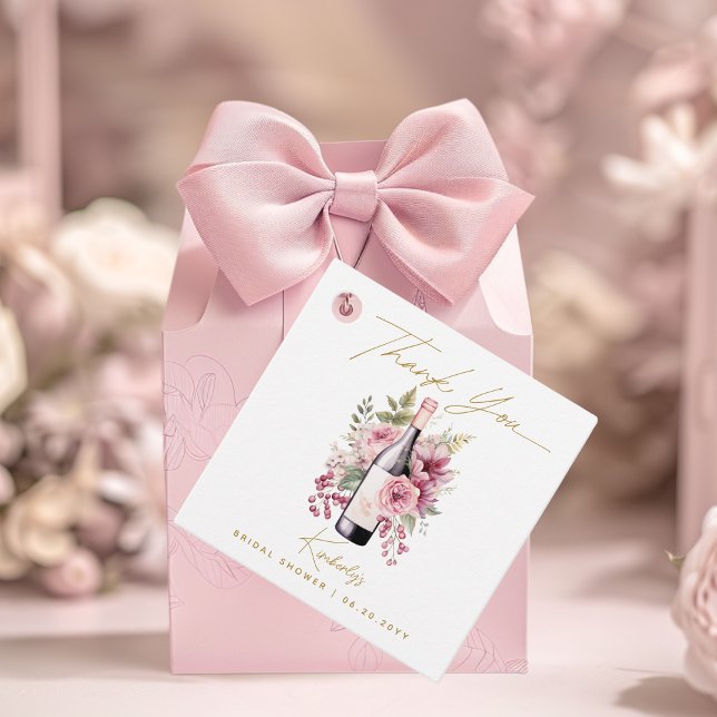 Étiquettes Cadeau Vino avant Vœux Élégante Douche de Mariée à l'aqua (Créateur téléchargé)