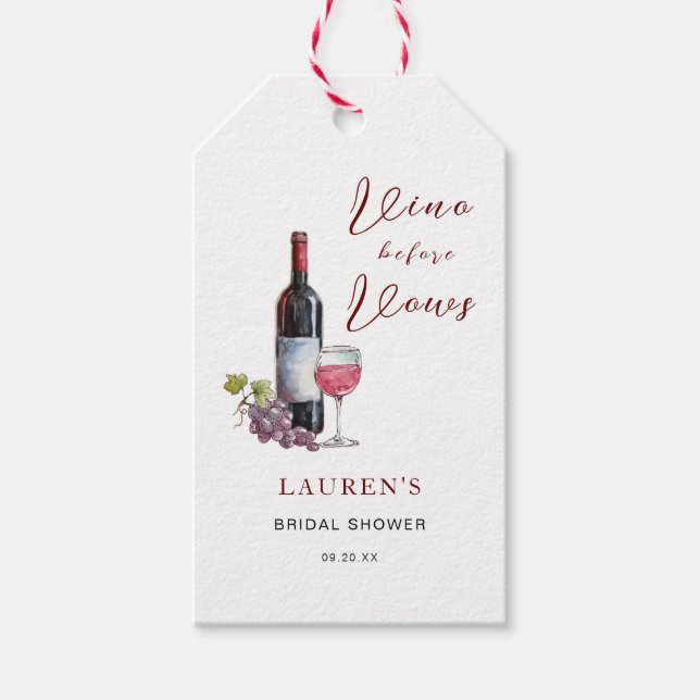 Étiquettes-cadeau Vino avant Vows Vine Thème Fête des mariées (Devant)