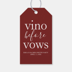 Étiquettes-cadeau Vino Before Vows Burgundy Red Faver Tags