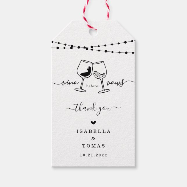 Étiquettes-cadeau Vino Before Vows Funny Fête des mariées Favoriser  (Devant)