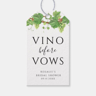 Étiquettes-cadeau Vino Before Vows Vine Thème Fête des mariées