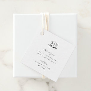 Étiquettes Cadeau Vins intemporels Crête noire Mariage Monogramme