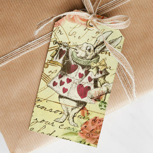Étiquettes-cadeau Vintage Alice au pays des merveilles Lapin blanc