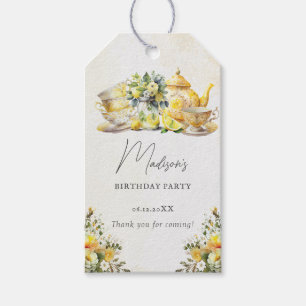 Étiquettes-cadeau Vintage Anniversaire Citron Tea Party Merci