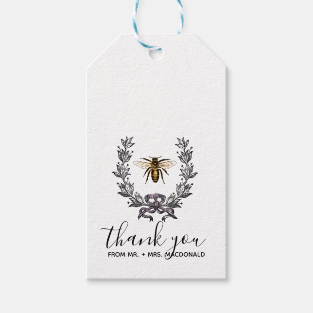 Étiquettes-cadeau vintage bee SPRING GARDEN (Devant)