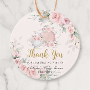 Étiquettes Cadeau Vintage Blush Floral High Tea Fête des mariées béb