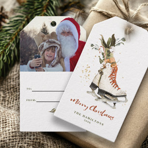 Étiquettes-cadeau Vintage Boho Famille Joyeux Noël Aquarelle
